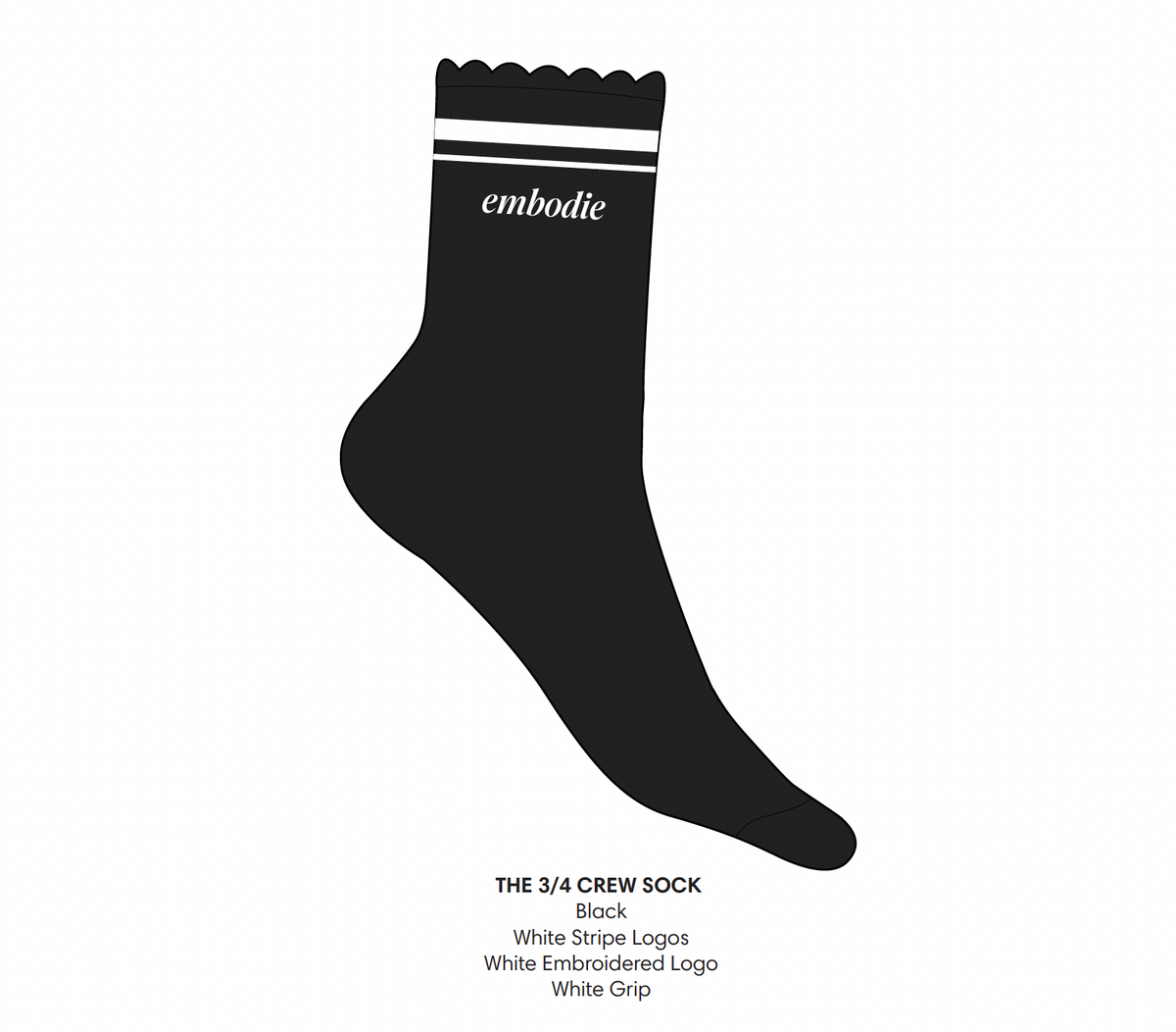 Embodie branded grip socks with non-slip soles
