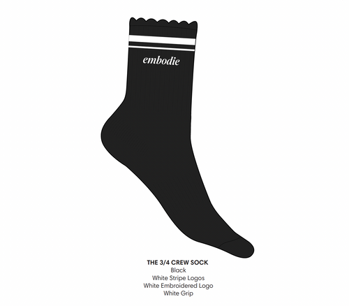 Embodie branded grip socks with non-slip soles